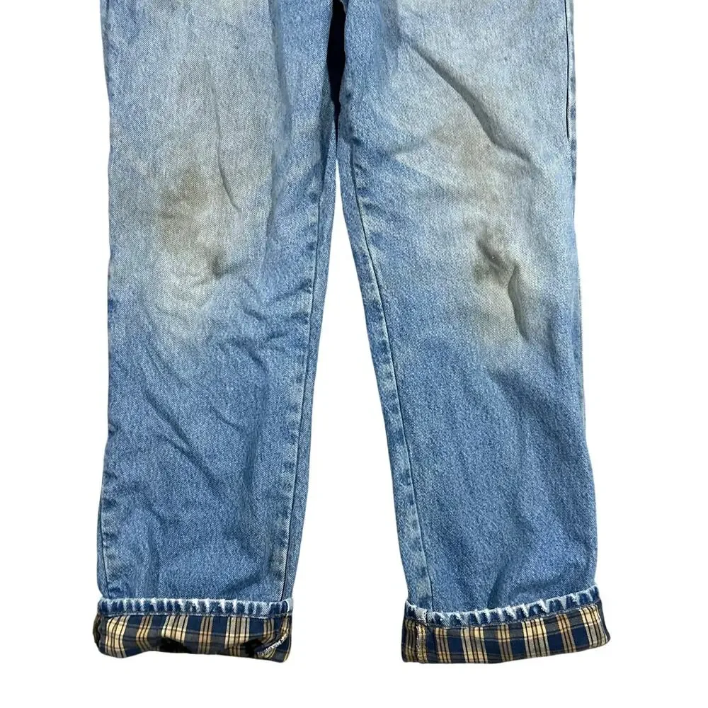 Vintage L.L. Bean Flannel Lined Jeans 34x32 Relaxed Fit Faded Distressed Men’s